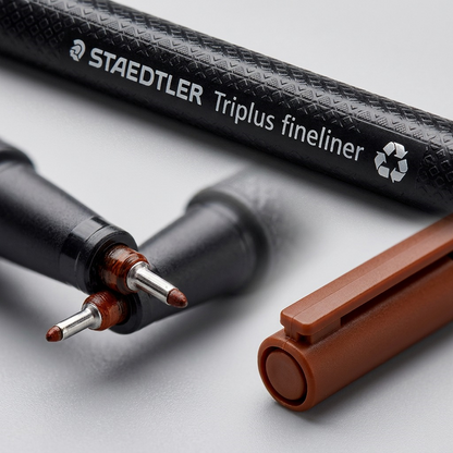 Macro photograph focusing on the textured barrel, STAEDTLER text, and writing tip.