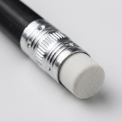 Extreme macro photograph showing the precise knurling and secure crimping of the metal ferrule on a black pre-sharpened graphite pencil from the display pack.