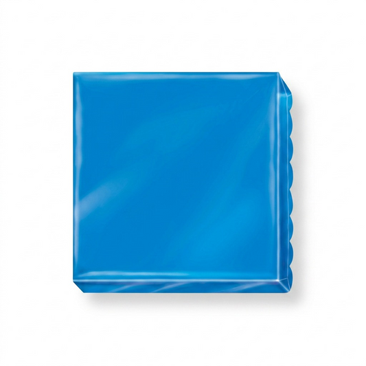 High-resolution hero shot of STAEDTLER Fimo Effect Blue polymer clay block on a white background.