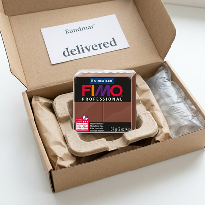 STAEDTLER FIMO Professional clay bundle securely padded in its shipping box.