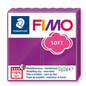 A close-up photograph of one block of STAEDTLER FIMO Soft modelling clay, purpure (purple) color, 57g (2 oz), precisely shaped and proportioned, against a flawless white background, with clean edges and accurate surface texture.