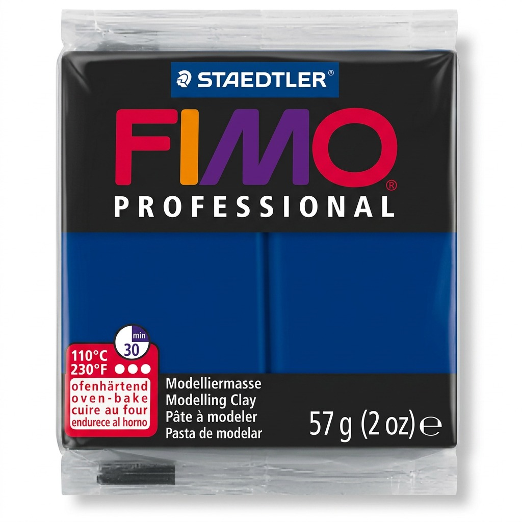 A high-resolution product shot of the STAEDTLER FIMO Professional Marine Blue modelling clay (57g).