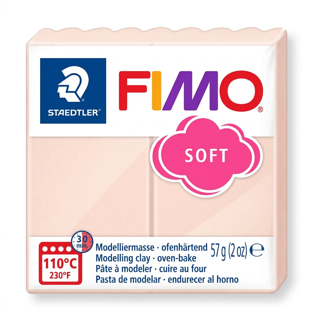 Pure hero shot of STAEDTLER Fimo Soft Pale Pink modelling clay, 57g (2 oz), on white background.