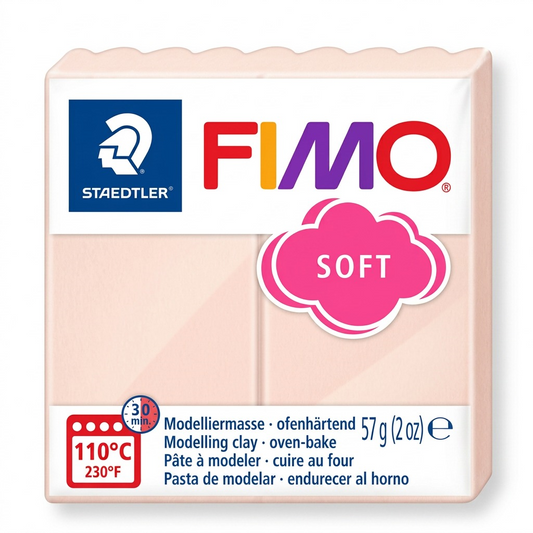 Pure hero shot of STAEDTLER Fimo Soft Pale Pink modelling clay, 57g (2 oz), on white background.