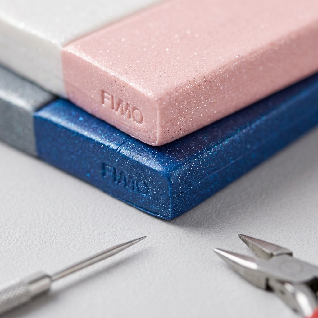 A macro photograph of the STAEDTLER FIMO Effect clay blocks, showcasing their distinct sparkly material texture.