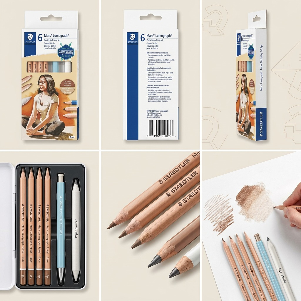 A premium multi-angle matrix view of the STAEDTLER Mixed Set, showcasing front, back, and side views.