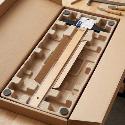 Premium T-square safely protected within shipping materials.