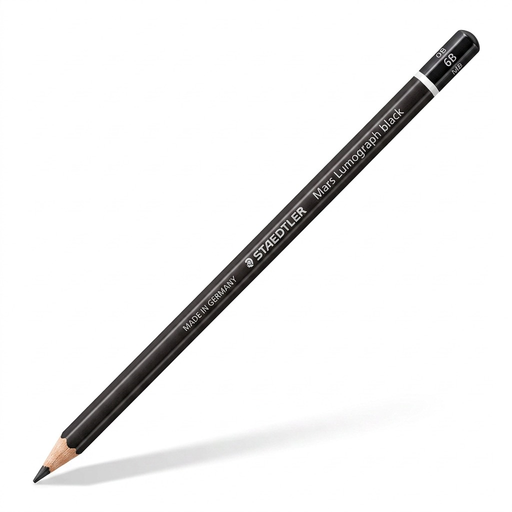 STAEDTLER Mars Lumograph black 6B pencil, canonical high-resolution product shot with 8B mark, pure white background.