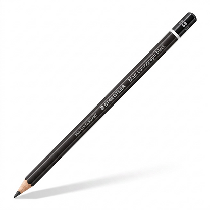 STAEDTLER Mars Lumograph black 6B pencil, canonical high-resolution product shot with 8B mark, pure white background.
