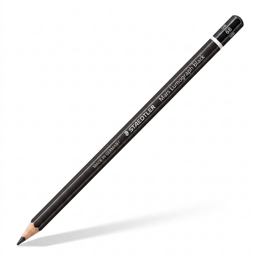 STAEDTLER Mars Lumograph black 6B pencil, canonical high-resolution product shot with 8B mark, pure white background.