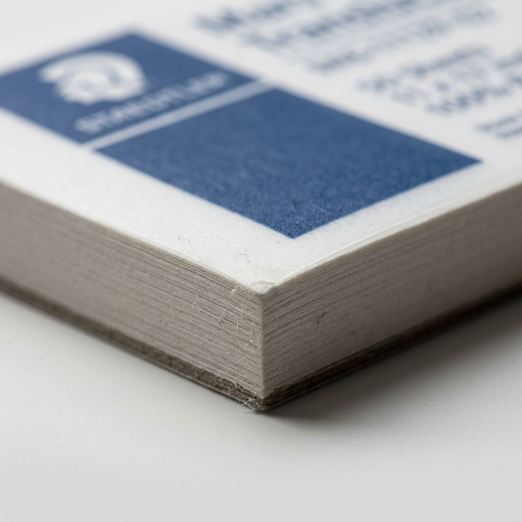 Macro shot capturing the texture of the vellum paper and the pad's corner composition.