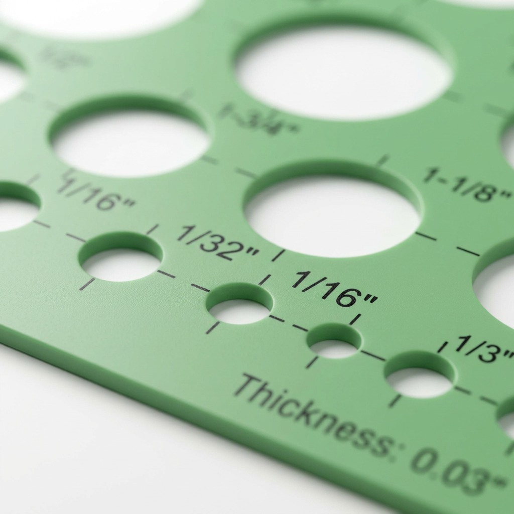 Extreme close-up macro of small diameter cutout precision and material texture.