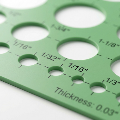 Extreme close-up macro of small diameter cutout precision and material texture.
