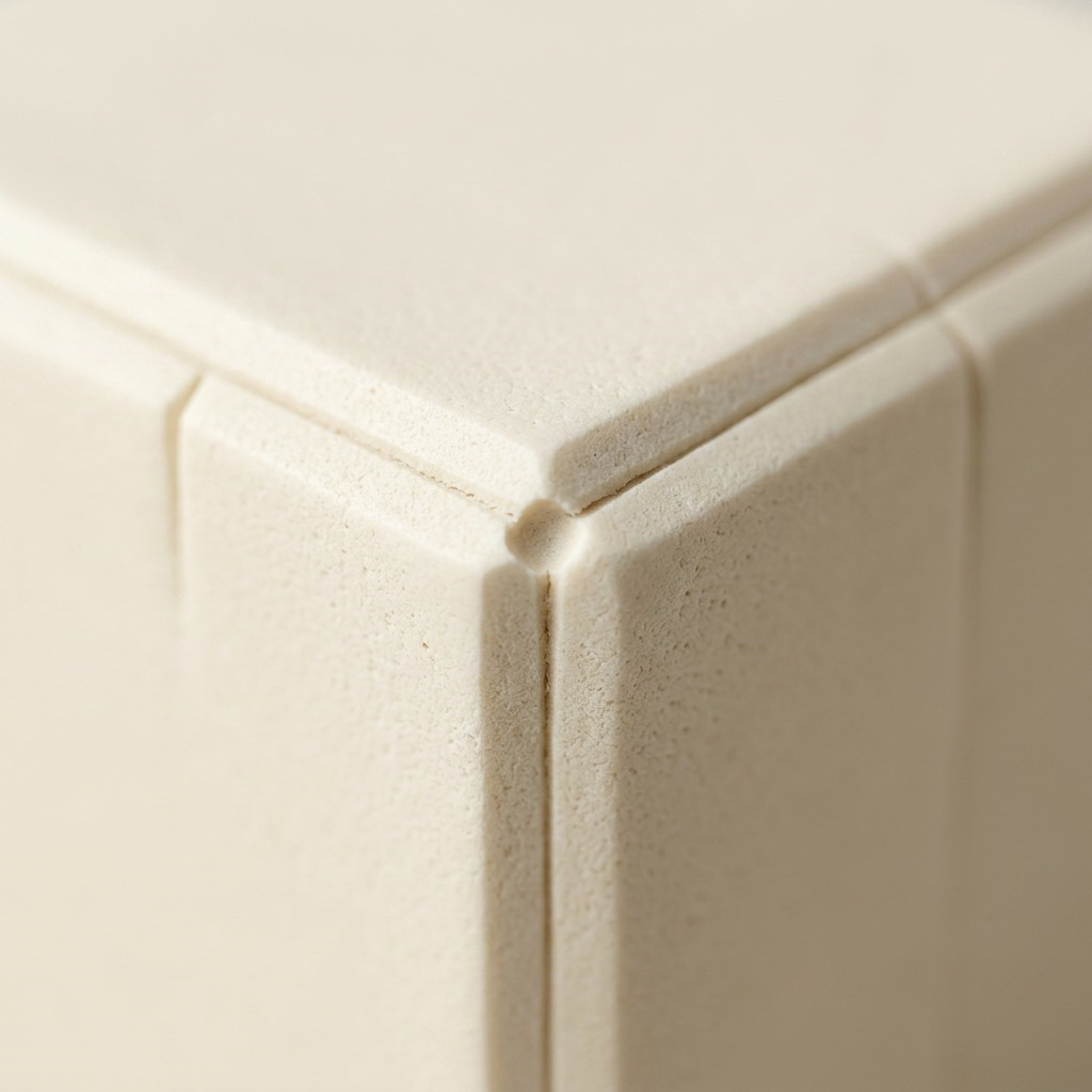 A macro photo showing the texture and precise geometric seams of the off-white FIMO Soft modeling clay block.