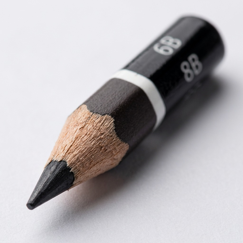 A macro close-up of the sharpened tip of a Staedtler 100B series pencil, highlighting the texture of the black wood barrel and the high graphite content. The matte finish and precise wood grain are in clear focus against a neutral background.