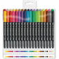 A set of 36 Staedtler double-ended fiber-tip pens in a clear plastic case, centered on a white background.