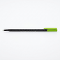A crisp, central product shot of the STAEDTLER triplus fineliner (green) on white, featuring its unique hexagonal body and metal-clad tip.