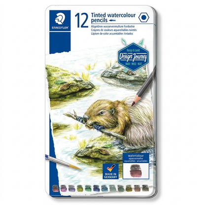 EC-P: Staedtler 12pc Tinted Watercolour Pencil Tin (14610T-M12) as a high-resolution hero shot.