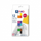 A high-resolution, centered view of the FIMO Soft 12 Essential Colours pack on a pure white background.