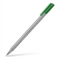 STAEDTLER Triplus 0.3mm fine-liner green marker with a grey triangular barrel and green cap, on white.