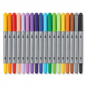 STAEDTLER 18pcs double-ended fibre-tip pens in a row, pure white background visual matrix hero image.