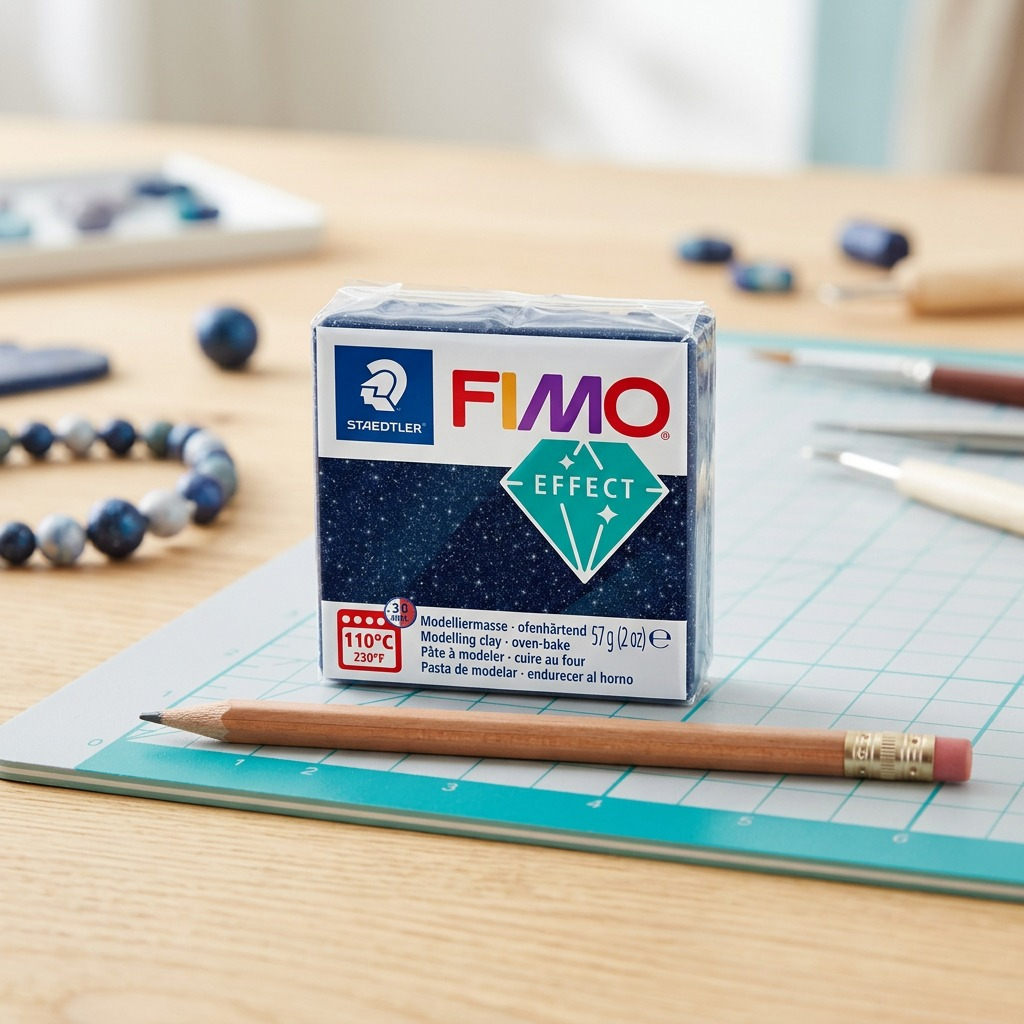 A 57g block of STAEDTLER FIMO Effect Galaxy Blue modelling clay.