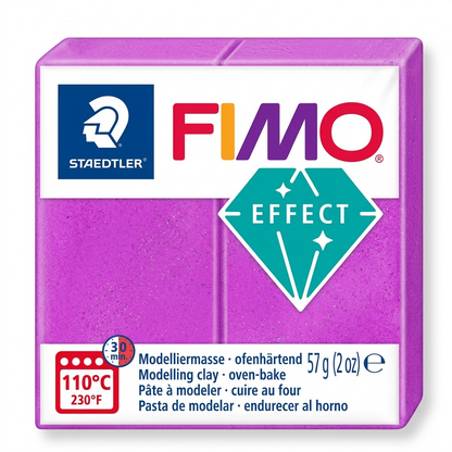 STAEDTLER FIMO Effect Neon Purple modelling clay block, 57g (2 oz).