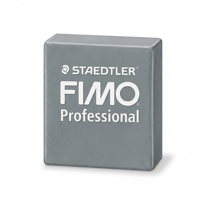 Hero shot: centered, high-resolution photo of one 57g STAEDTLER Fimo Professional Dolphin Grey clay block on white.