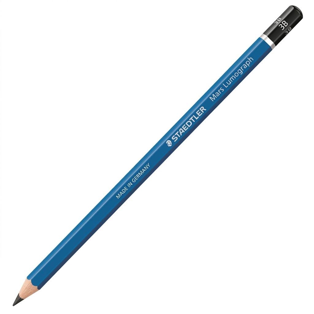 High-resolution hero shot: STAEDTLER Mars Lumograph 3B pencil on a pure white background.