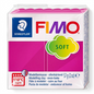 A centered, high-resolution hero shot of the 57g FIMO Soft Raspberry modelling clay pack on a white background.