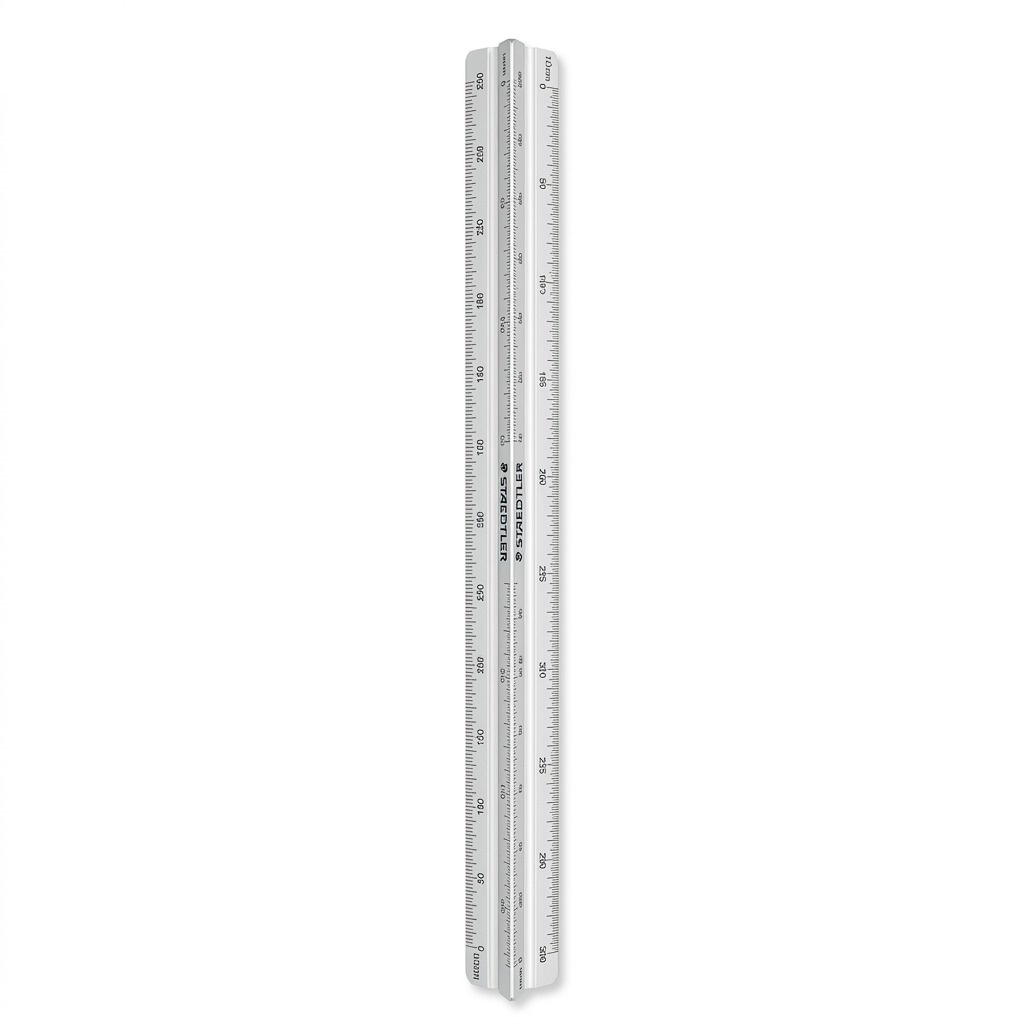 High-resolution hero shot of the STAEDTLER 987-18-1BK triangular ruler on a plain white background.