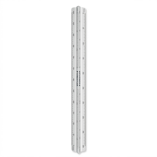 High-resolution hero shot of the STAEDTLER 987-18-1BK triangular ruler on a plain white background.