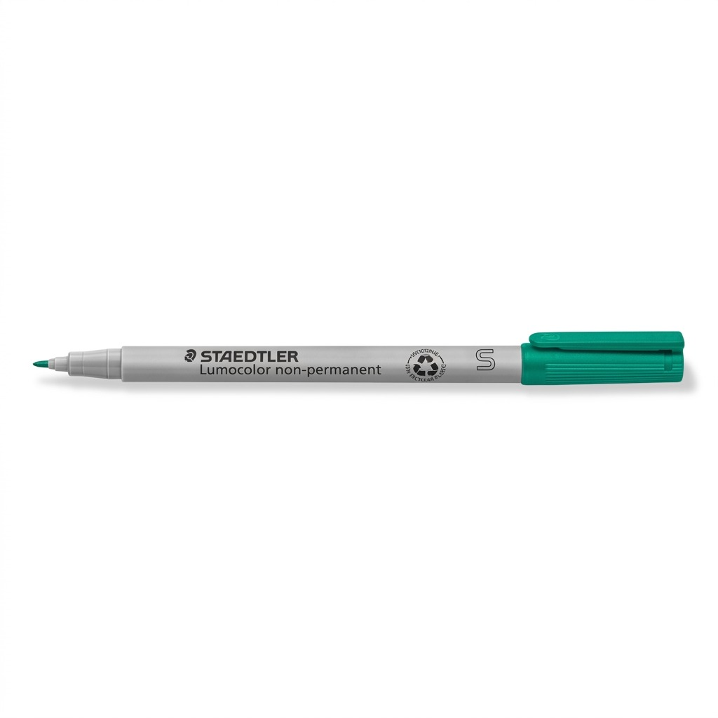 A high-resolution, pure white background product shot of the Staedtler Lumocolor non-permanent fineliner pen.