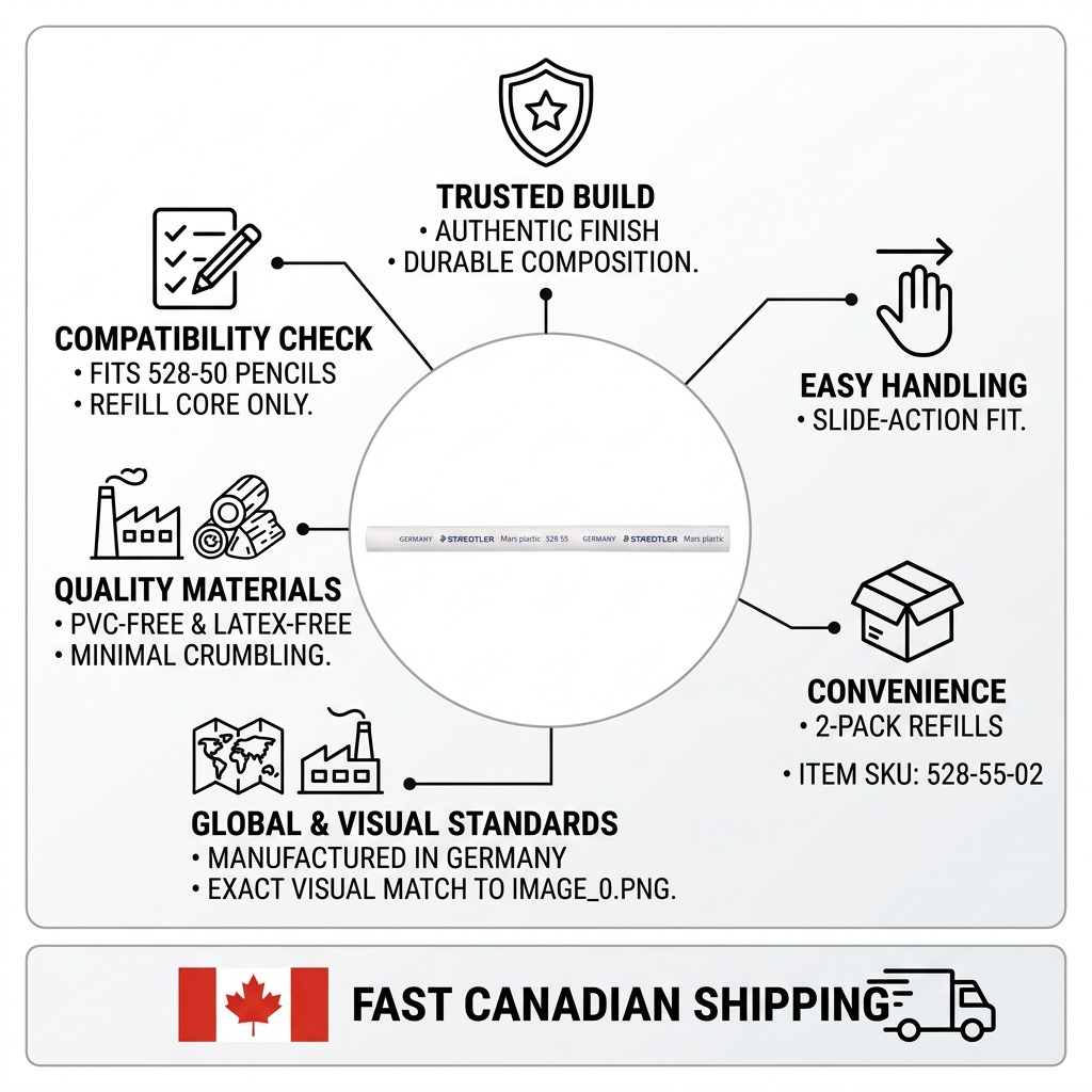Trust and authority infographic matrix for STAEDTLER Mars plastic eraser refill core.