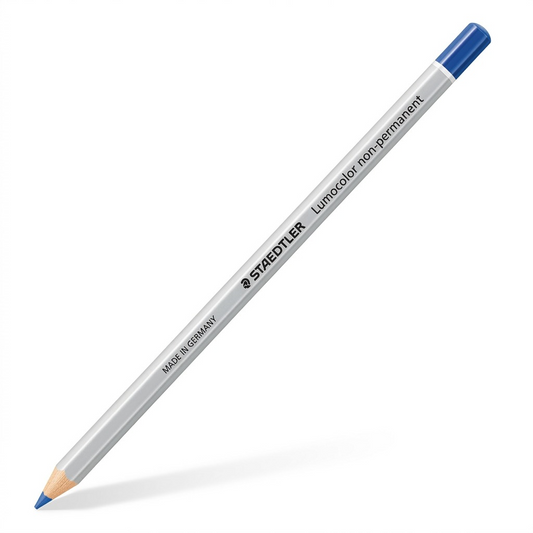 A single STAEDTLER OmniChrom blue pencil centered against a pure white background.