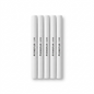 A centered, high-resolution hero shot of a five-pack of long, white cylindrical STAEDTLER eraser refills.