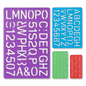 A direct product shot of the set of four multi-colored STAEDTLER lettering guides on a white background.