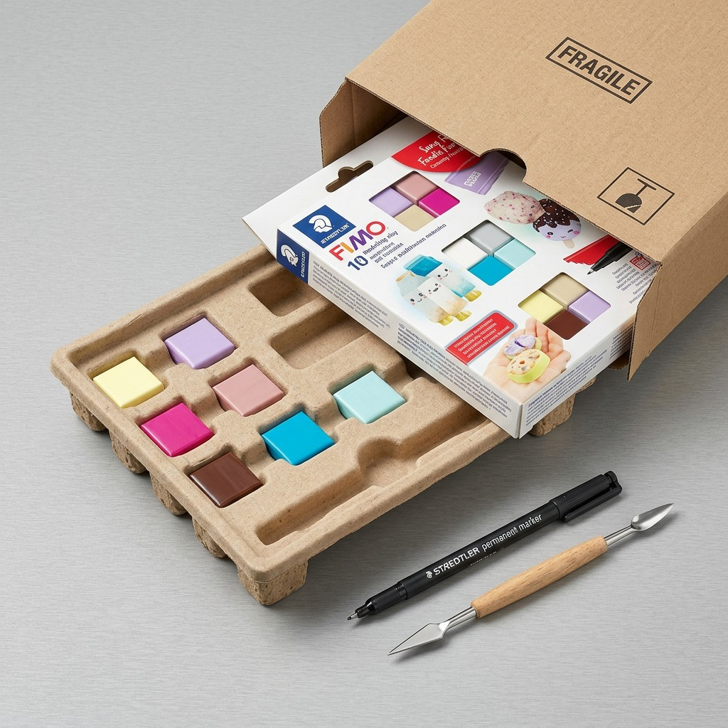 STAEDTLER Fimo Foodie Fun set arrives secure and pristine in tailored packaging, with all contents visible.