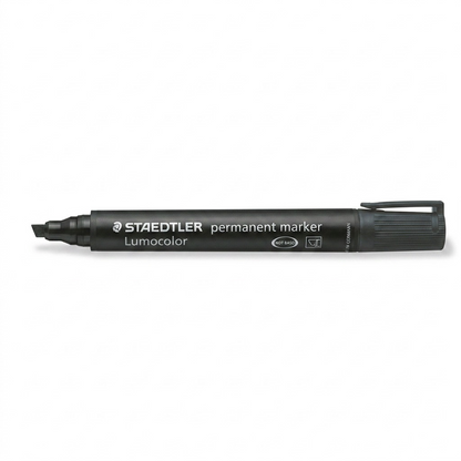 A pure, high-resolution hero shot of one STAEDTLER Lumocolor permanent marker on a white background.
