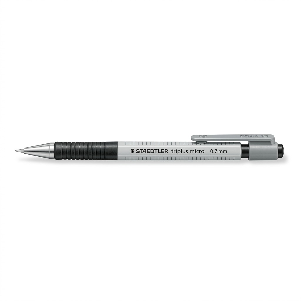 A high-resolution, centered image of the STAEDTLER triplus micro 0.7 mm mechanical pencil on a pure white background.