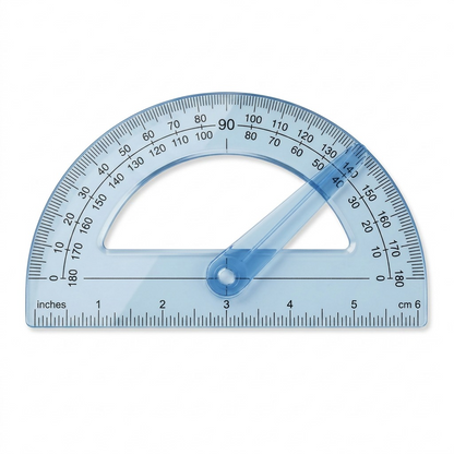 A clean, high-resolution hero shot of the STAEDTLER translucent blue protractor with a swing arm and measurement markings.