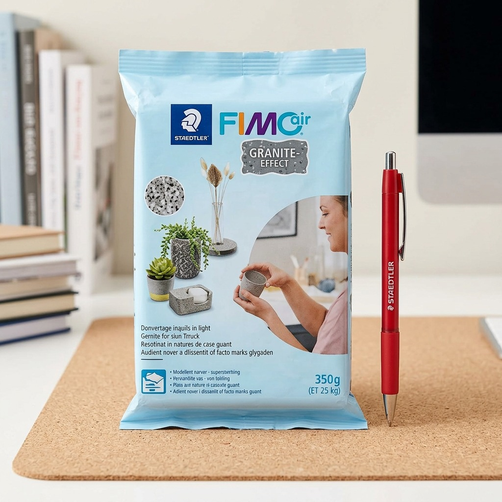 ~ FIMOair Granite Effect 350g pack and common pen for scale comparison.
