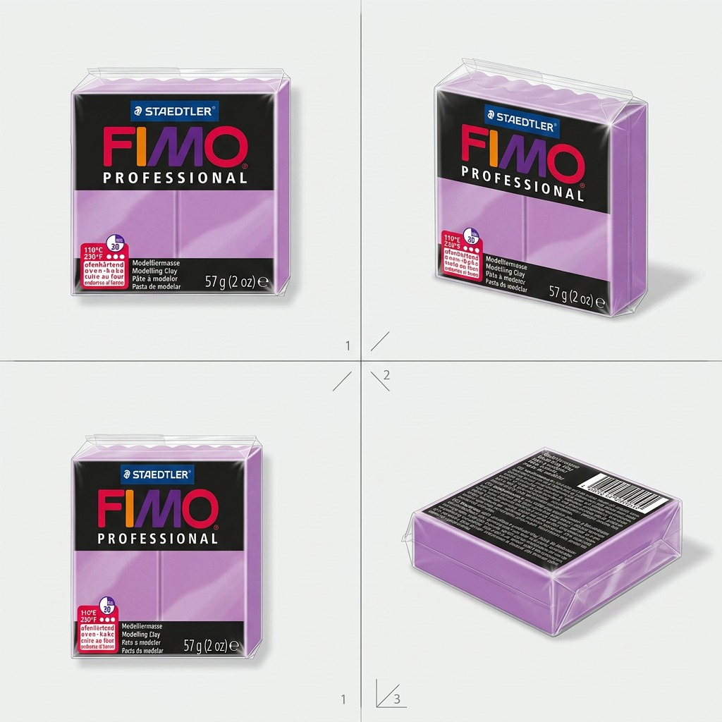 PDP visual matrix showing three different sizes of the Staedtler FIMO Professional lavender clay block.