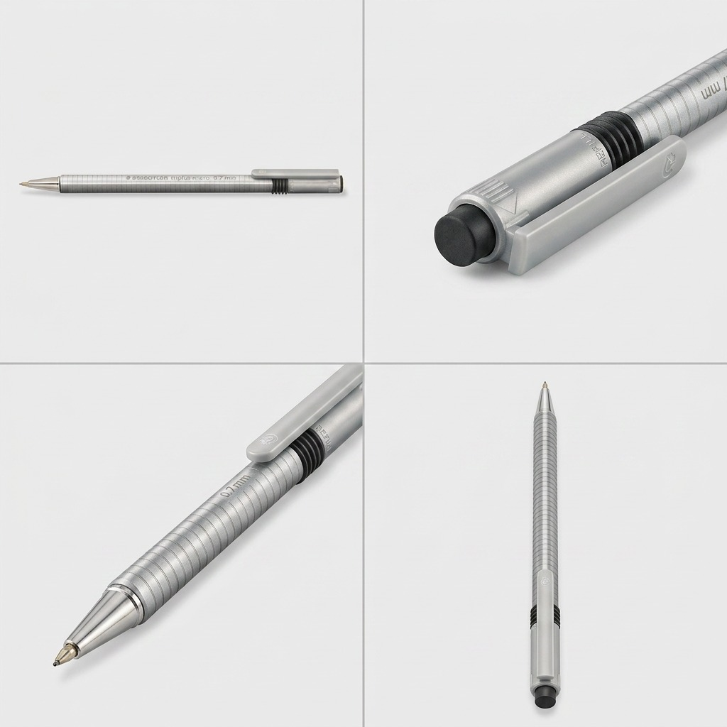 Four views of one STAEDTLER 774 mechanical pencil, presented in a clean grid layout.