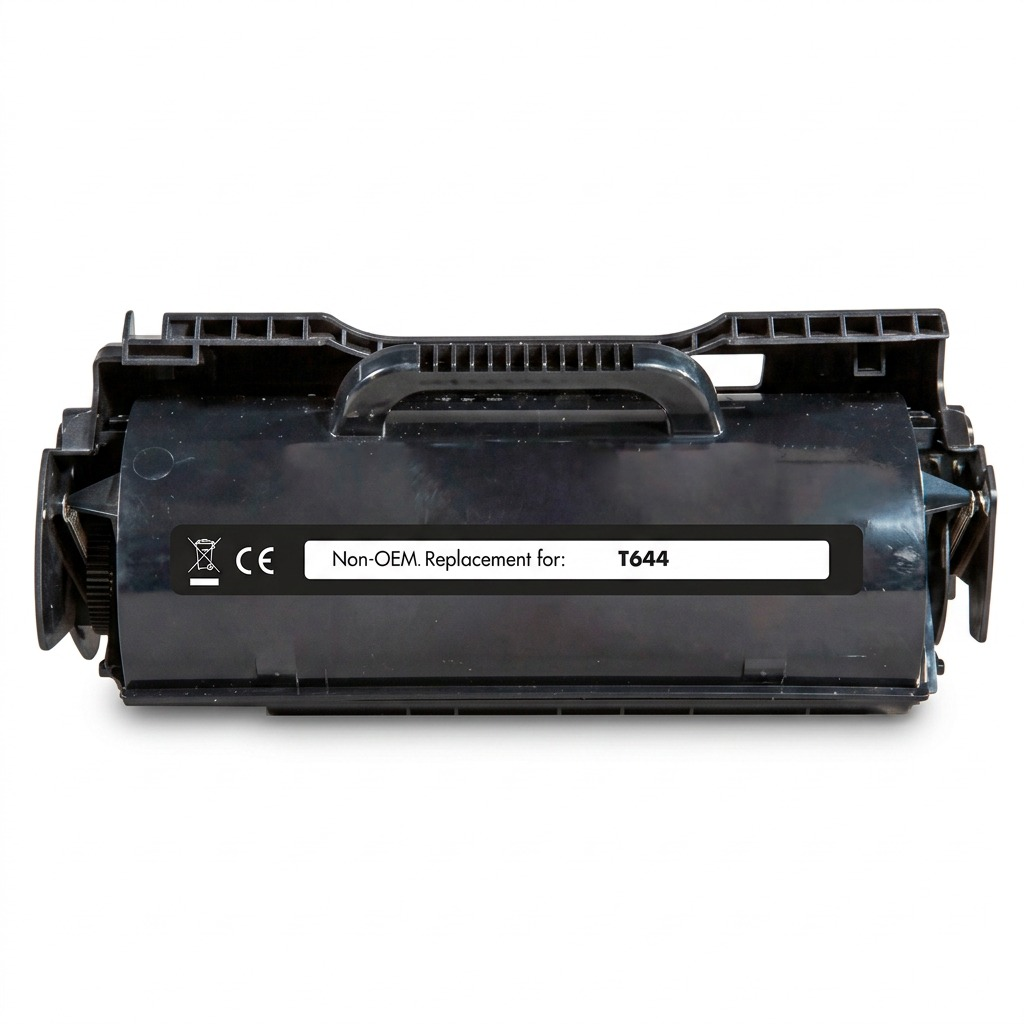 A precise, high-definition photo of the Static Control Lexmark T644 compatible toner cartridge.