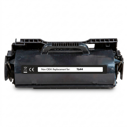 A precise, high-definition photo of the Static Control Lexmark T644 compatible toner cartridge.