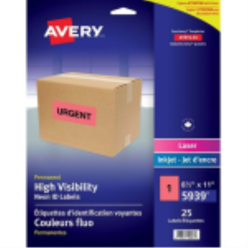 05939 HIGH VISIBILITY LASER FLUORESCENT RED SHIPPING LABELS,
