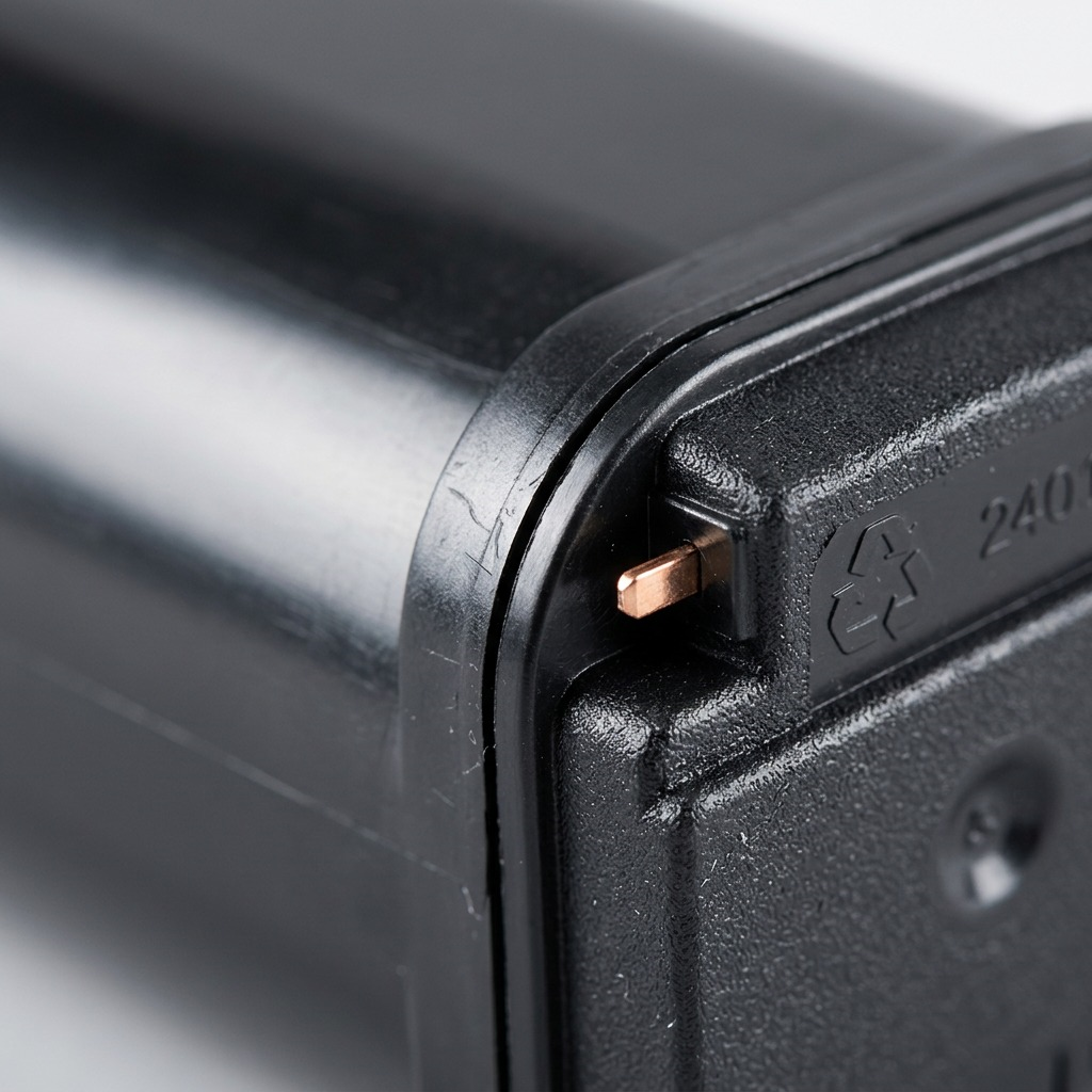 Macro photo of Static Control toner cartridge with focused metal contact pin.