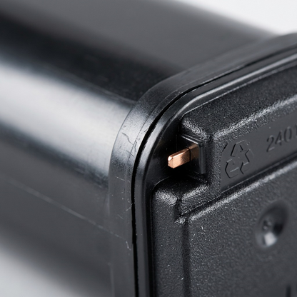 Macro photo of Static Control toner cartridge with focused metal contact pin.
