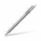 High-resolution hero shot of a pearlescent silver STAEDTLER triplus micro 0.5mm mechanical pencil.